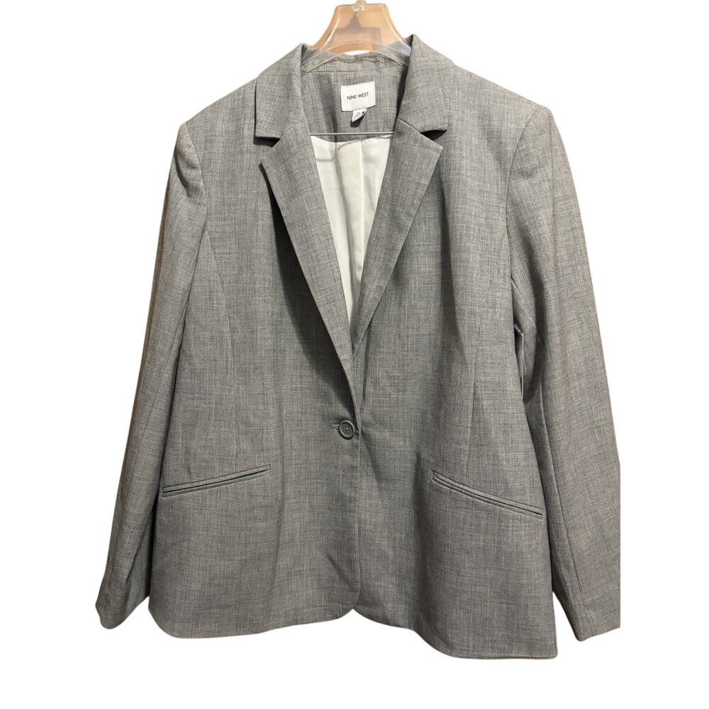 Nine West Women's Gray Single-Button Blazer